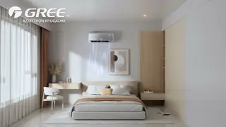 Fali beltéri egység egy hálószobában